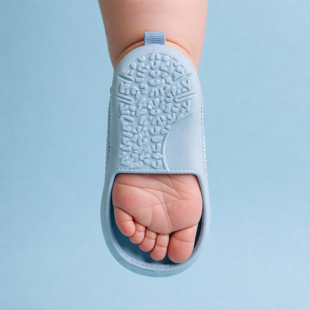 Baby's feet safe inside Bonnie Baby shoe